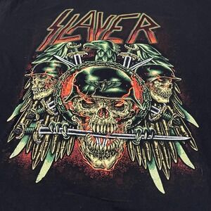 Slayer Band T Shirt Graphic Print Skull Eagle Black Menswear Top
